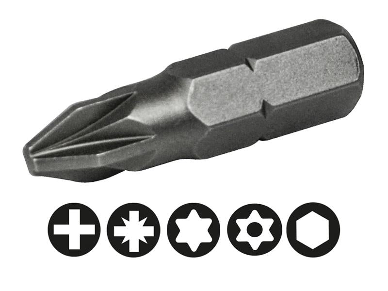 Faithfull Pozi S2 Grade Steel Screwdriver Bits