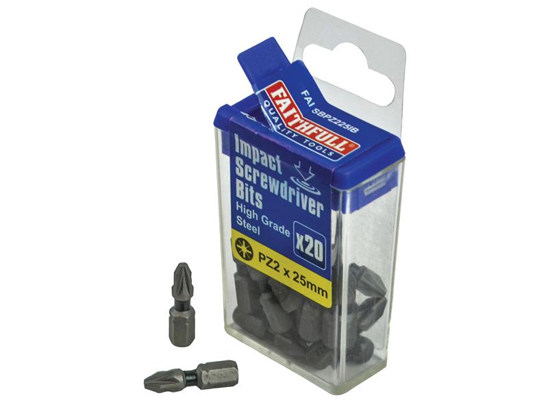 Faithfull Impact Screwdriver Bits, Pozidriv