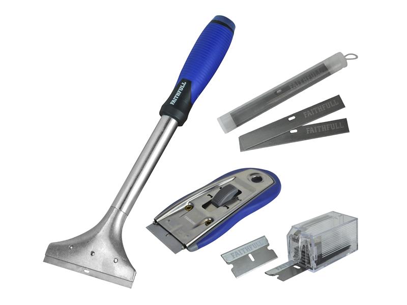 Faithfull Long Handled Scraper & Razor Blade Scraper Set