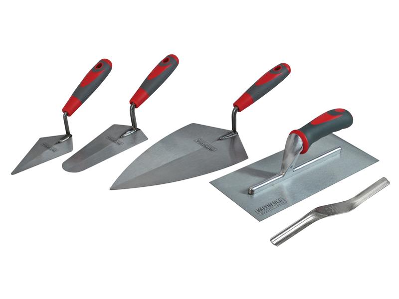 Faithfull Soft Grip Handle Trowel Pack 5 Piece