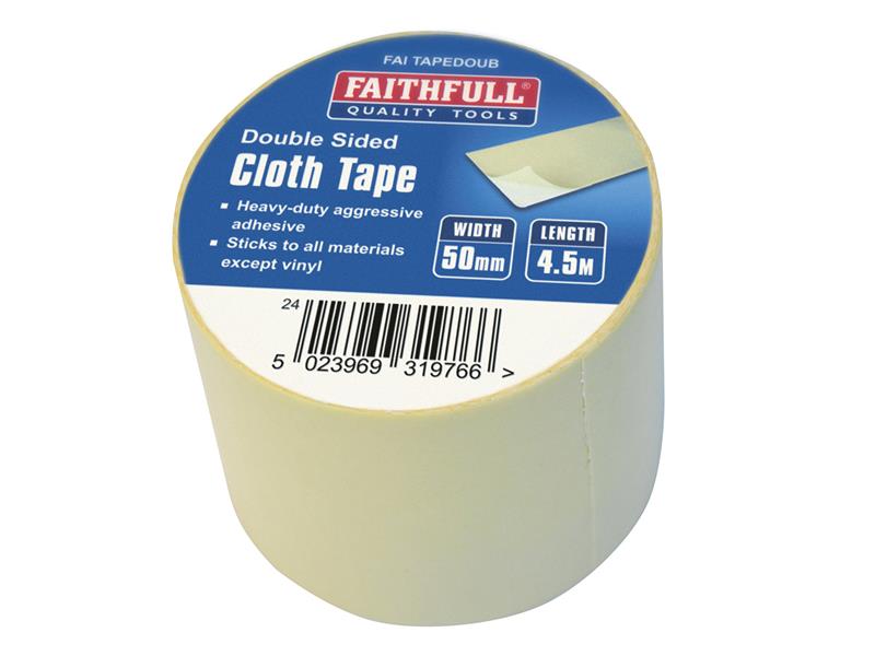 Faithfull Heavy-Duty Double-Sided Cloth Tape 50mm x 4.5m