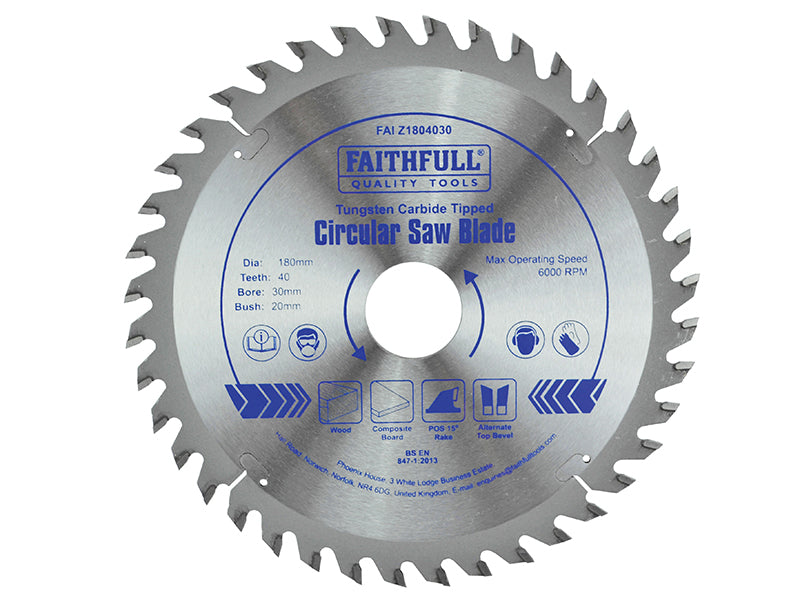 Faithfull TCT Cordless Trimsaw Blade