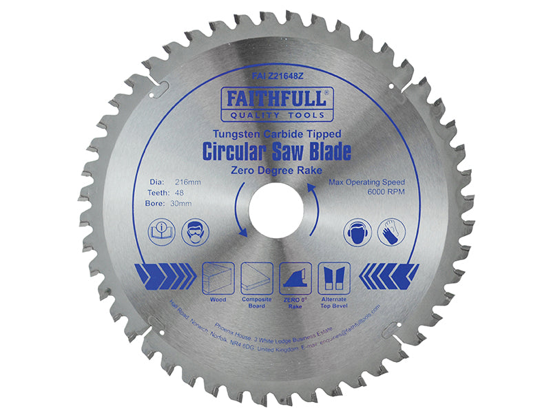 Faithfull Professional Zero Degree TCT Circular Saw Blade