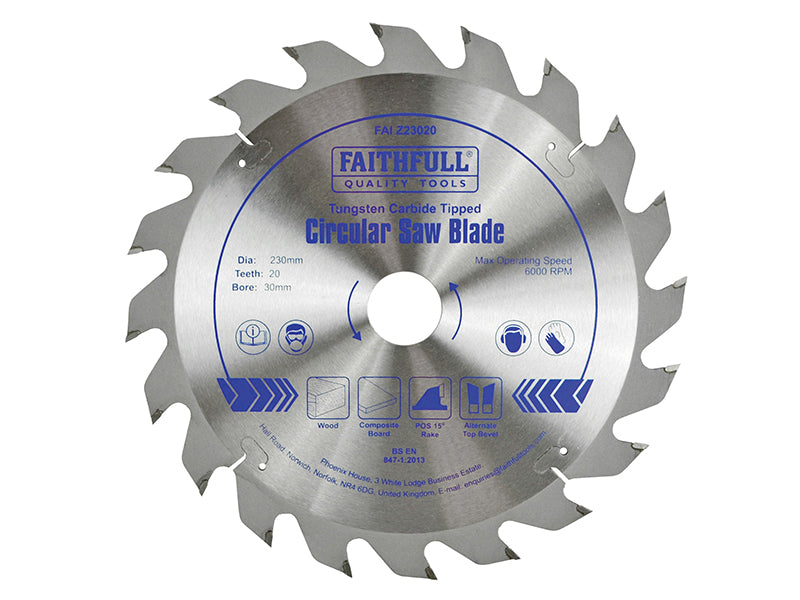 Faithfull Professional Zero Degree TCT Circular Saw Blade