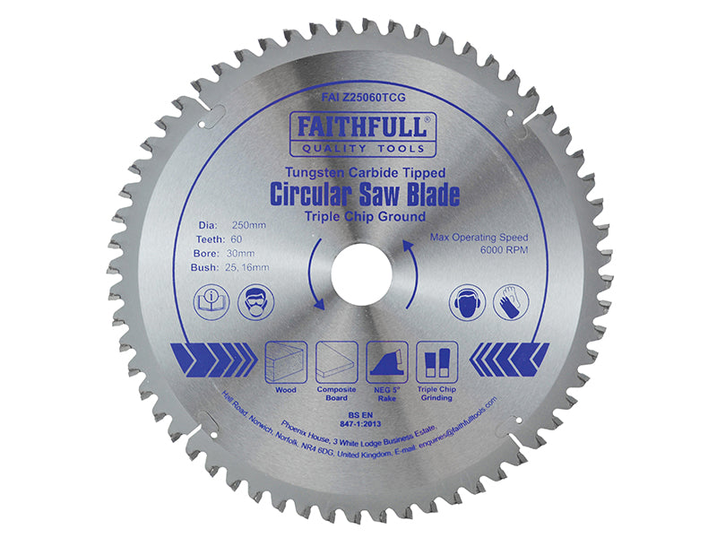 Faithfull Professional Zero Degree TCT Circular Saw Blade