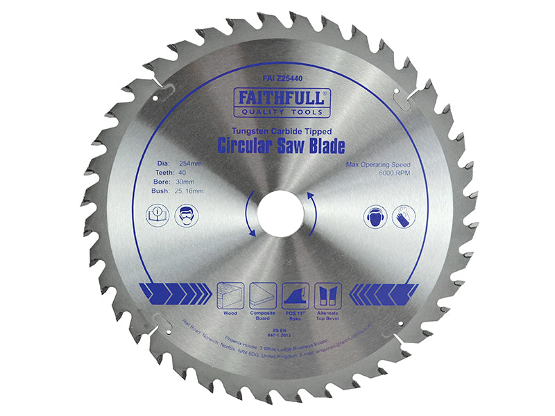 Faithfull Professional Zero Degree TCT Circular Saw Blade