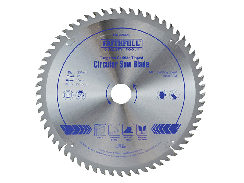 Faithfull Professional Zero Degree TCT Circular Saw Blade