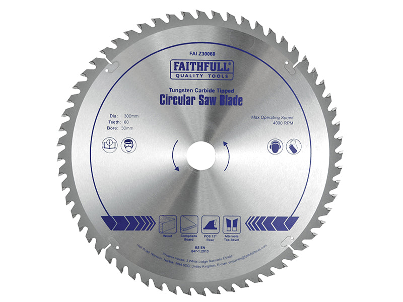 Faithfull Professional Zero Degree TCT Circular Saw Blade