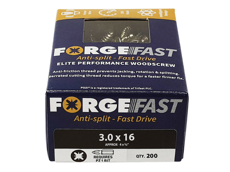 ForgeFix ForgeFast Pozi Compatible Wood Screws, Box