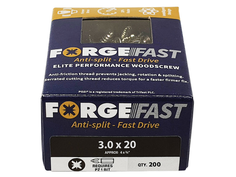 ForgeFix ForgeFast Pozi Compatible Wood Screws, Box