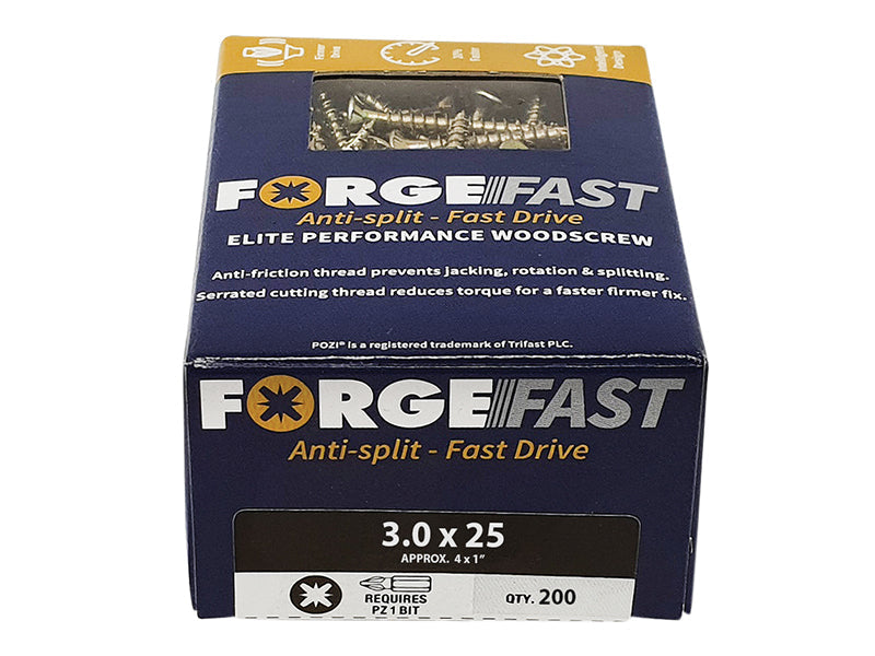 ForgeFix ForgeFast Pozi Compatible Wood Screws, Box