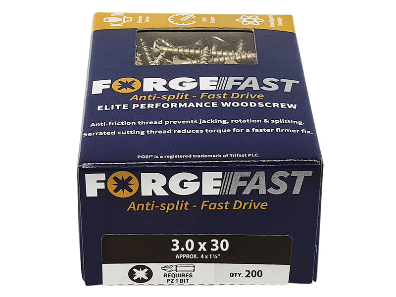 ForgeFix ForgeFast Pozi Compatible Wood Screws, Box