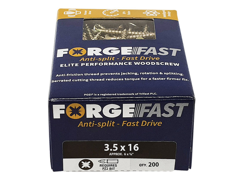 ForgeFix ForgeFast Pozi Compatible Wood Screws, Box