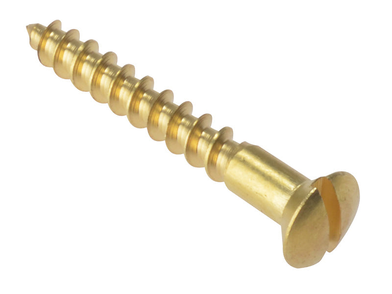 ForgeFix Wood Screws, Slotted, Raised Head, Brass