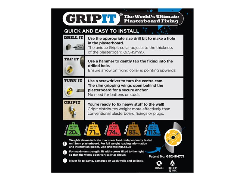 Gripit Yellow Plasterboard Fixings