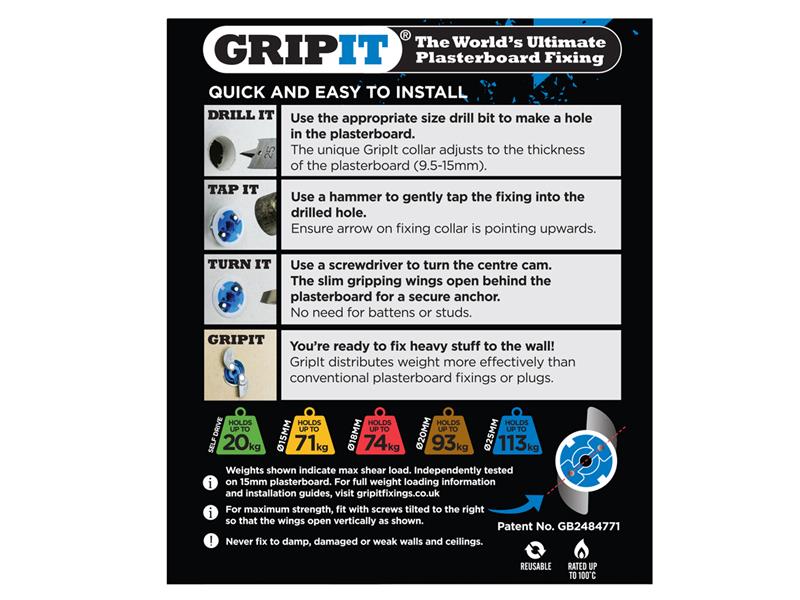 Gripit Blue Plasterboard Fixings