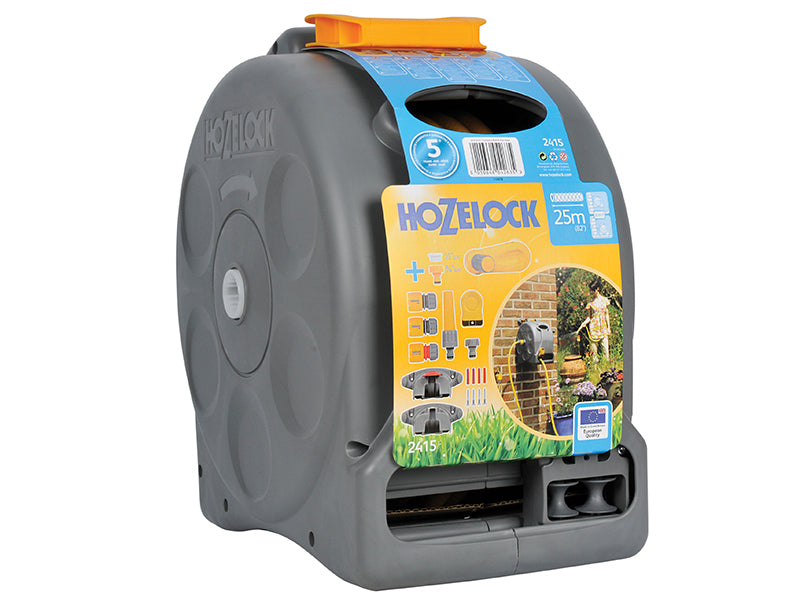 Hozelock 2415 25m 2-in-1 Compact Hose Reel + 25m of Starter Hose