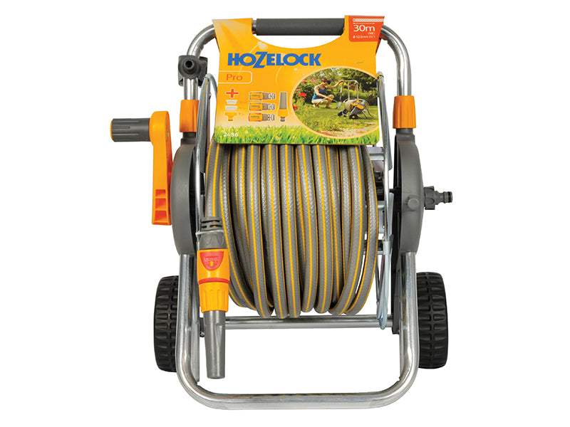 Hozelock 2436 60m Metal Pro Hose Cart & 30m of 12.5mm Hose