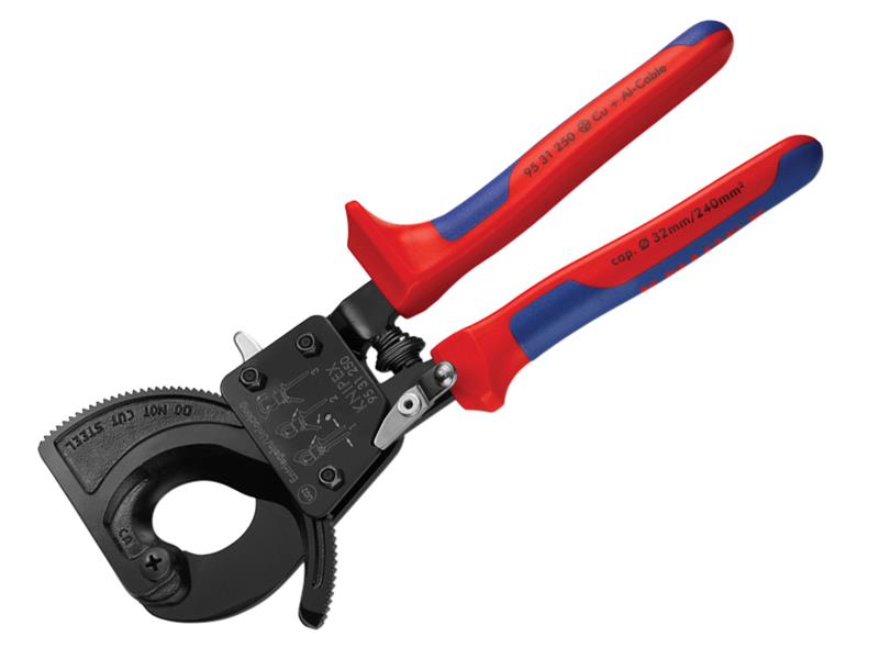 Knipex 95 31 Series Ratchet Action Cable Shears, Multi-Component Grip