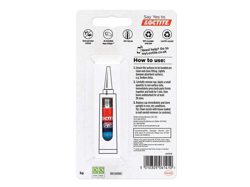 Loctite Super Glue Pure Gel, Tube 3g