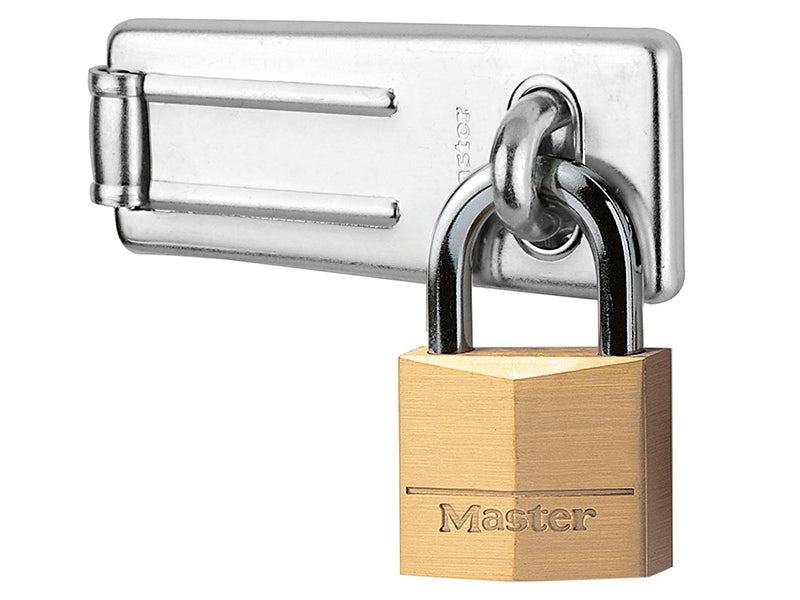 Master Lock Hasp 89mm + Solid Brass Padlock 40mm