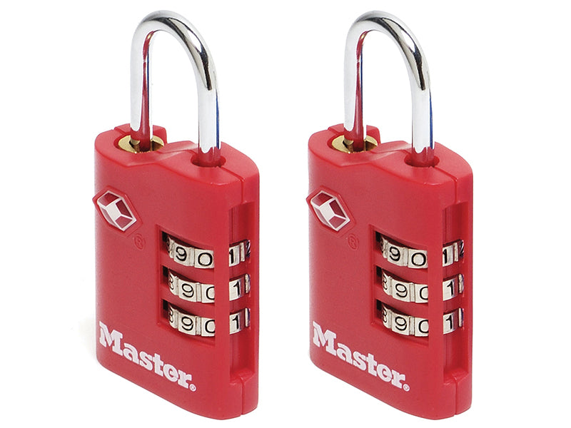 Master Lock TSA 3-Digit Combination Zinc 30mm Padlock x 2