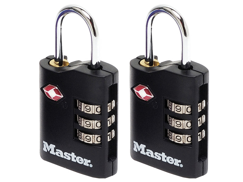 Master Lock TSA 3-Digit Combination Zinc 30mm Padlock x 2