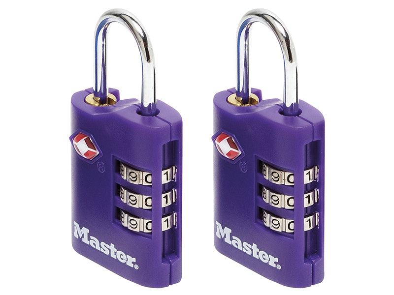 Master Lock TSA 3-Digit Combination Zinc 30mm Padlock x 2