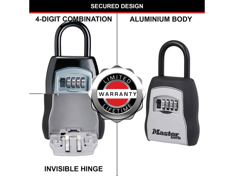 Master Lock 5400E Portable Shackled Combination Key Lock Box (Up To 3 Keys)