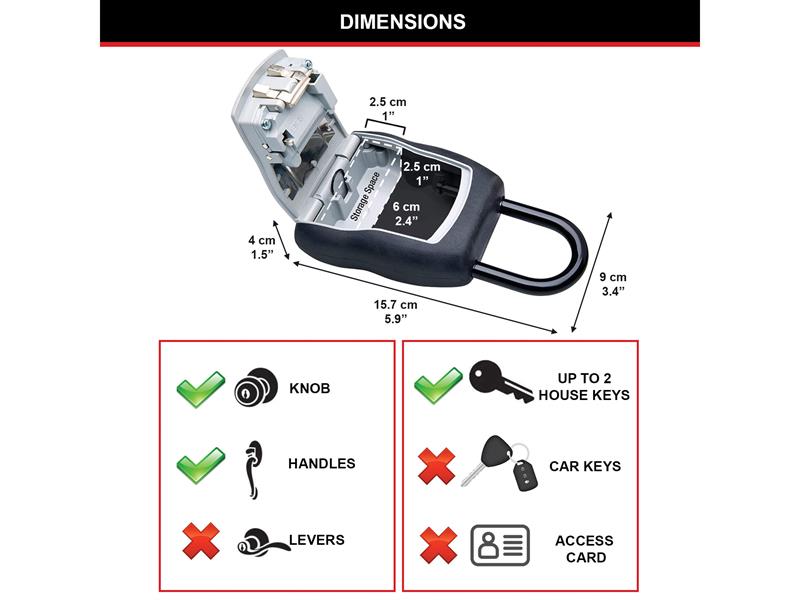 Master Lock 5400E Portable Shackled Combination Key Lock Box (Up To 3 Keys)