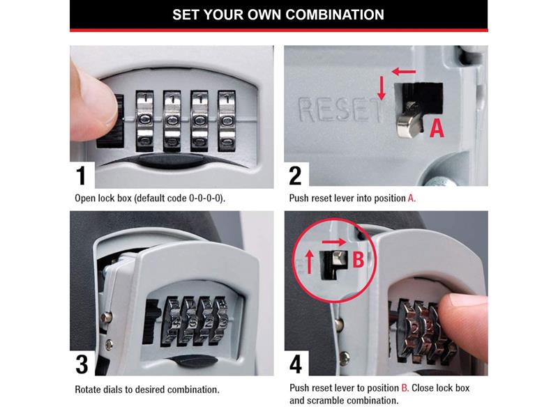 Master Lock 5400E Portable Shackled Combination Key Lock Box (Up To 3 Keys)