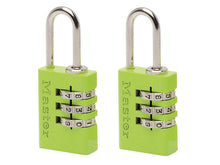 Load image into Gallery viewer, Master Lock Aluminium 3-Digit Combination 20mm Padlock Colour x 2