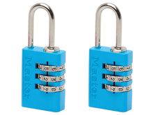 Load image into Gallery viewer, Master Lock Aluminium 3-Digit Combination 20mm Padlock Colour x 2