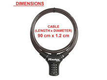 Load image into Gallery viewer, Master Lock Black Steel Rigid Combination Cable 0.9m x 12mm