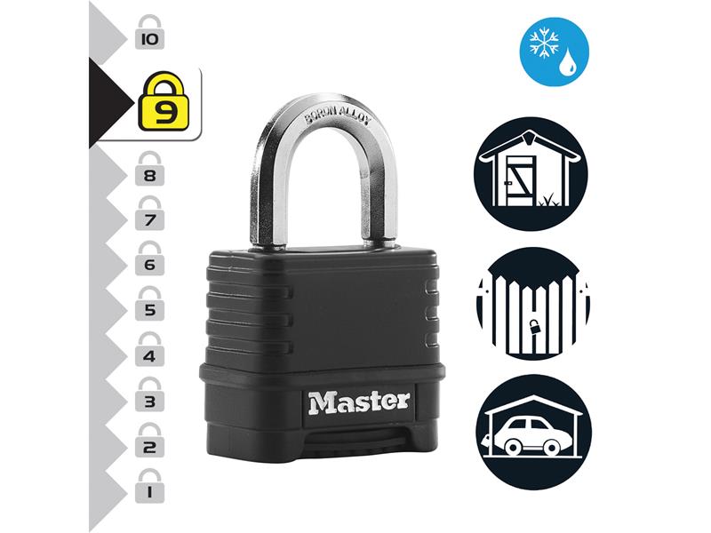 Master Lock Excell™ 4-Digit Black Finish Combination 50mm Padlock