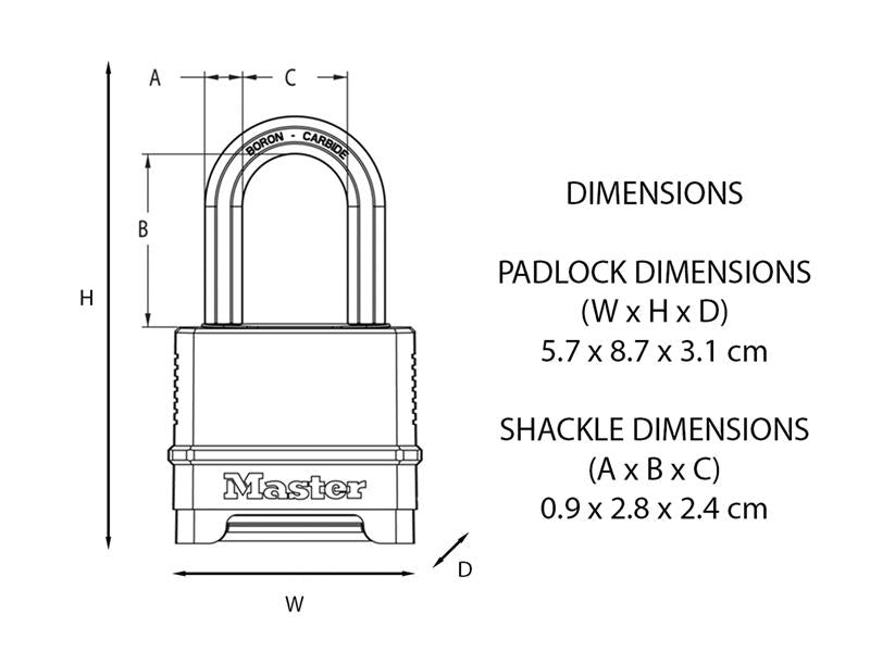 Master Lock Excell™ 4-Digit Black Finish Combination 50mm Padlock