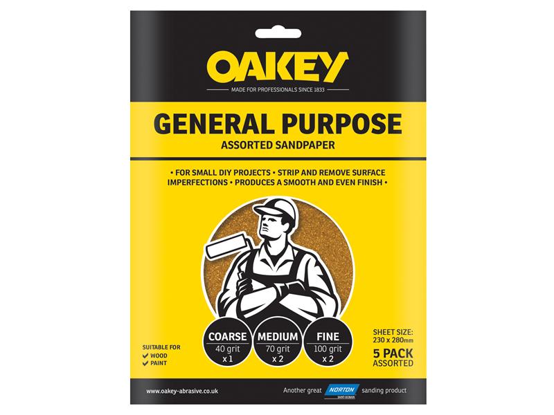 Oakey General-Purpose Sandpaper 230 x 280mm