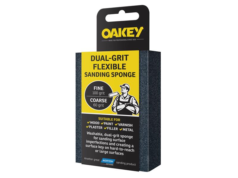 Oakey Dual-Grit Flexible Sanding Sponge