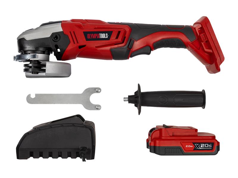 Olympia Power Tools X20S™ Angle Grinder 20V 1 x 2.0Ah Li-ion