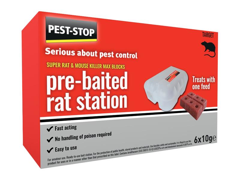 Pest-Stop (Pelsis Group) Super Rat & Mouse Killer Wax Block Pre-Baited Station