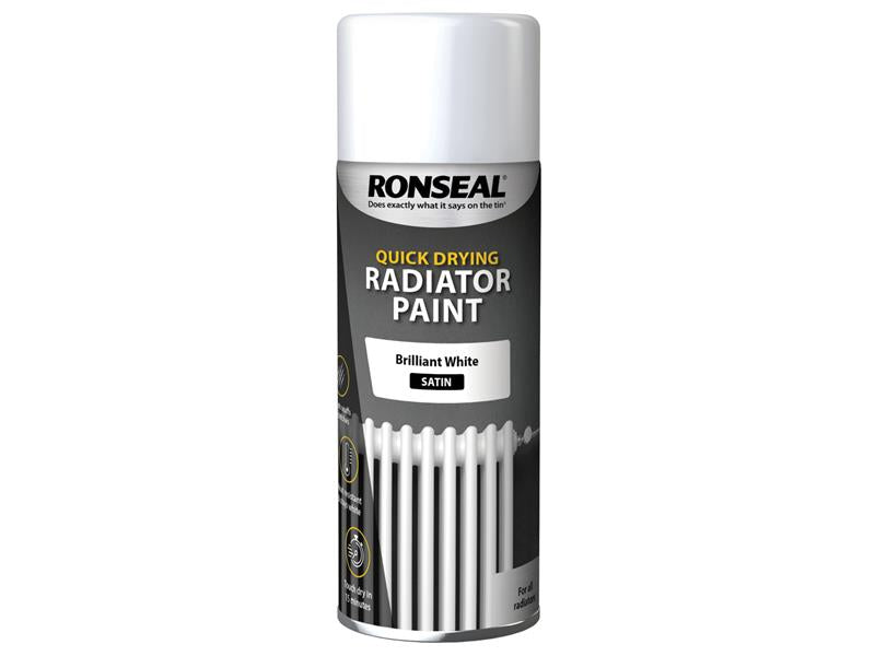 Ronseal One Coat Radiator Spray Paint Satin White 400ml