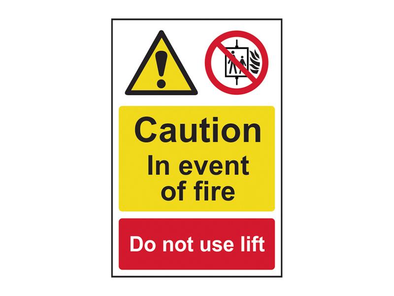 Scan Caution Event of Fire Do Not Use Lift - PVC Sign 200 x 300mm