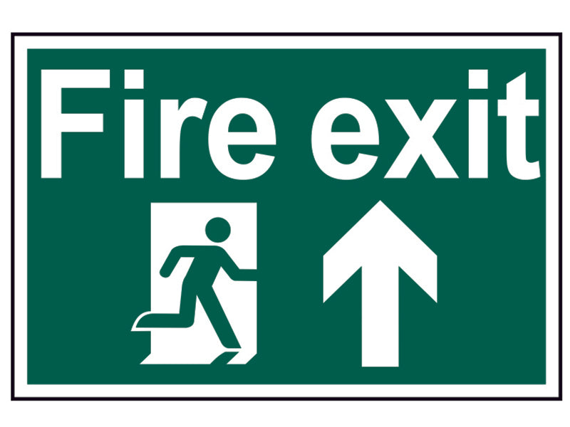 Scan Fire Exit Running Man Arrow Up - PVC Sign 300 x 200mm