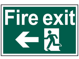 Scan Fire Exit Running Man Arrow Left - PVC Sign 300 x 200mm