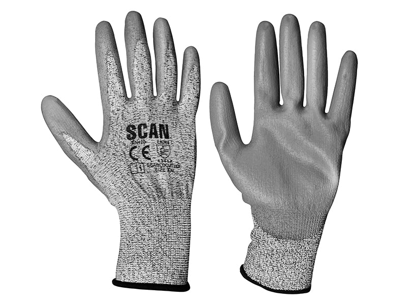 Scan Grey PU Coated Cut 3 Gloves