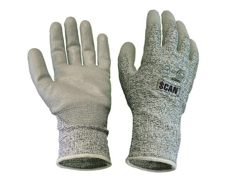 Scan Grey PU Coated Cut 5 Gloves