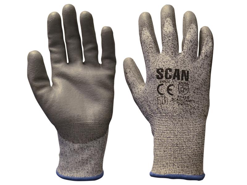 Scan Grey PU Coated Cut 5 Gloves