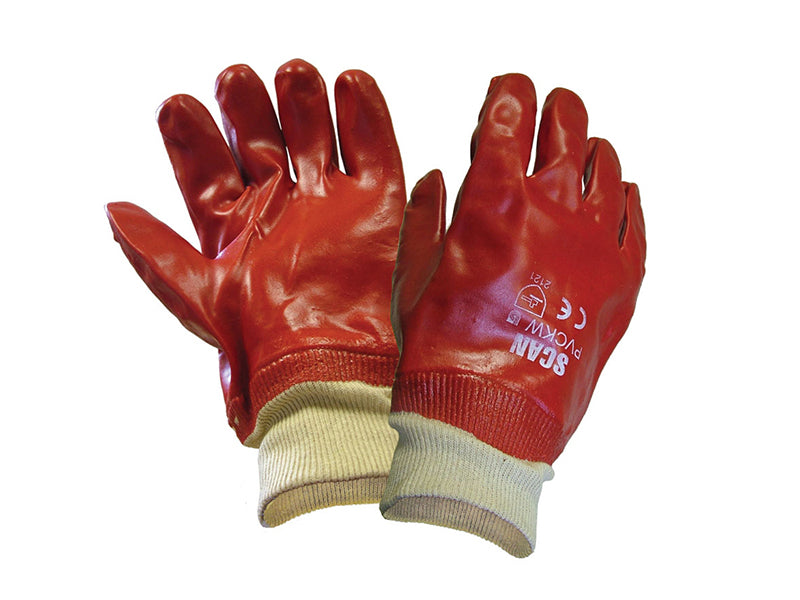 Scan PVC Knitwrist Gloves - L (Size 9)