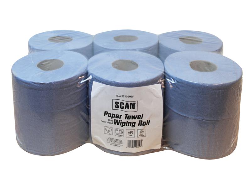 Scan Paper Towel Wiping Roll 2-Ply 176mm x 150m (Pack 6)