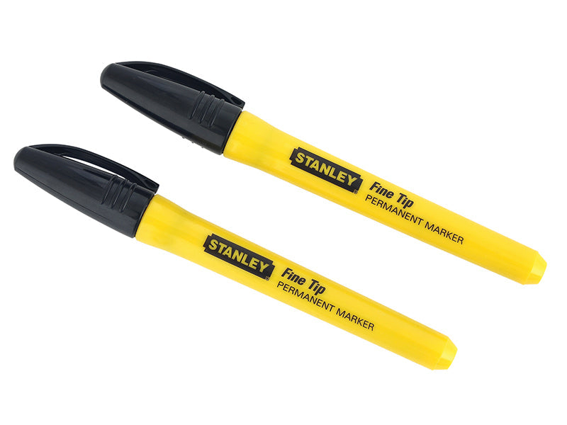 STANLEY® Fine Tip Permanent Marker Black (Pack 2)